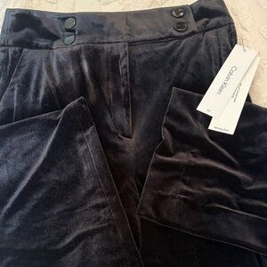 Calvin Klein Black Velvet High-Waist Trousers